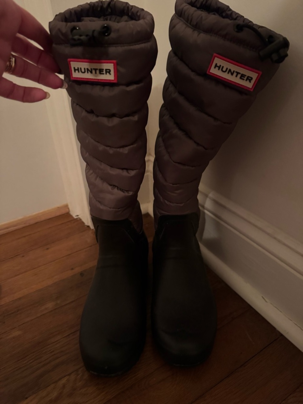 Hunter Quilted Tall Boots in Gray and Black